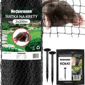 Zestaw Siatka na krety Heckermann 2x200m 40g/m2 + Kołki Czarne 100 szt