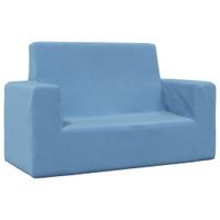 2-os. sofa dla dzieci, niebieska, miękki plusz