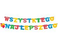 Baner urodzinowy kolorowy Wszystkiego Najlepszego, 230 cm