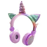 KOCIE USZY SŁUCHAWKI DLA DZIECI BLUETOOTH KOTEK JEDNOROŻEC Z CYRKONIAMI UNICORN