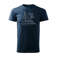 Koszulka żeglarska dla żeglarza z jachtem żaglówką męska granatowa REGULAR S