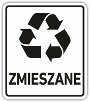 ZMIESZANE - Naklejka na kosz segregacja śmieci odpadów 15 cm