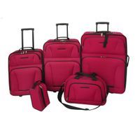 Zestaw walizek podróżnych, 5 elementów, kolor czerwony