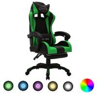 Fotel dla gracza z RGB LED, zielono-czarny, sztuczna skóra Lumarko!