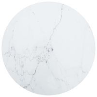 Blat do stołu, biały, Ø40x0,8 cm, szkło ze wzorem marmuru