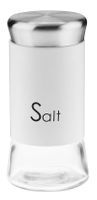 Przyprawnik pojemnik szklany sól GRENO 150 ml stal napis SALT biały