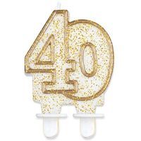 Świeczka na tort "40", GoDan, złota z brokatem, 8 cm