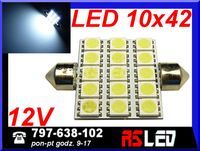 żarówka LED 15 LED Power SMD 10x42 mm rurkowa 42 mm 12v biała zimna