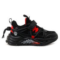 Buty sportowe dziecięce oddychające lekkie na rzepy czarno czerwone 1B Lucas 29 Czarny