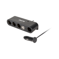 Rozdzielacz gniazda zapalniczki samochodowej x4 z kablem i USB