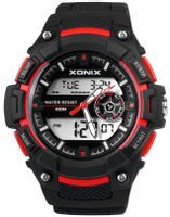 Xonix Sportowy męski zegarek, LCD + analog, 5 x alarmów, podświetlenie, WR 100M, antyalergiczny