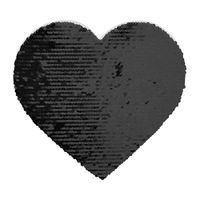 Dwukolorowe cekiny do sublimacji i aplikacji na tekstyliach - czarne serce 22 x 19,5 cm na białym podkładzie