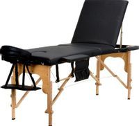 Stół, łóżko do masażu 3-segmentowe drewniane Czarny