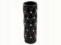 Czarny wazon pikowany kryształy cyrkonie glamour