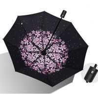 Parasol Umbrella Automat Czarne Kwiaty Par01Wz13