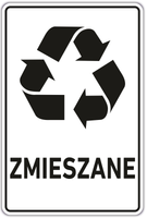 ZMIESZANE - Naklejka na kosz segregacja śmieci odpadów 30 cm