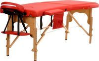 Stół, łóżko do masażu 2-segmentowe drewniane Czerwone