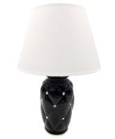 Czarna lampa lampka stołowa nocna z kryształkami glamour biały klosz