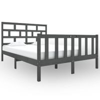 Rama łóżka, szara, lite drewno sosnowe, 135x190 cm, dwuosobowa