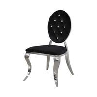Krzesło Ludwik II glamour Black krzesła pikowane kryształkami