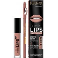 EVELINE_Oh My Lips Liquid Matt Lipstick&Contour Lip Liner matowa pomadka i konturówka 4,5ml+1szt. 01 Neutral Nude