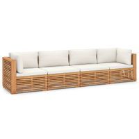 4-os. sofa ogrodowa z poduszkami, lite drewno tekowe