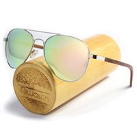Drewniane okulary przeciwsłoneczne Niwatch Musca Light Silver Mirror