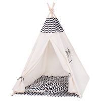 Namiot Tipi dla dzieci wigwam czarny w zygzaki XXL