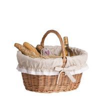 KOSZ NA ZAKUPY Z WIKLINY EKO TORBA WIKLINOWY KOSZ NA GRZYBY OBSZYTY 47x34 H 25/35 CM
