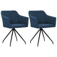 Obrotowe krzesła stołowe, 2 szt., niebieskie, tkanina