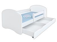 Łóżko dziecięce HAPPY 180x90 z szufladą i materacem – białe