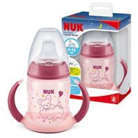 NUK First Choice Butelka, kubek niekapek z uchwytami świecący w ciemności różowy