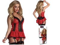 Czerwony gorset i stringi paski do pończoch Livia Corsetti S/M