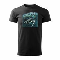 Koszulka z górami w góry turystyczna z Tatrami Tatry Słowacja trekkingowa męska czarna REGULAR L