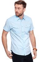 KOSZULA MĘSKA KRÓTKI RĘKAW WRANGLER SS WESTERN SHIRT CHAMBRAY BLUE W58736SUV S