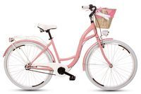 Damski rower miejski Goetze Style 28 3b + kosz / Różowo-biały