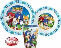 SONIC Zestaw Obiadowy DZIECIĘCY  3w1 Kubek Talerze