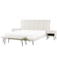 Zestaw mebli do sypialni ekoskóra 180 x 200 cm biały BETIN Lumarko!