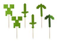 Pikery do babeczek piksele Minecraft zielone 6szt.