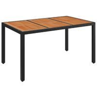 Stół ogrodowy z drewnianym blatem, czarny, 150x90x75 cm