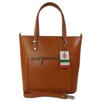 Włoska skórzana klasyczna torebka na ramię Vera Pelle ,format A4, Camel VBZ66C