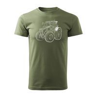 Koszulka z traktorem John Deere koszulka dla rolnika męska khaki REGULAR XL