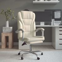 Rozkładany fotel biurowy, kremowy, sztuczna skóra Lumarko!