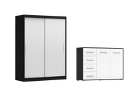 Zestaw Szafa Dwudrzwiowa Vista 04 150 cm lustro i komoda szuflady CB