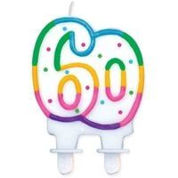 Świeczka na tort "60", GODAN, kropeczki, 8 cm