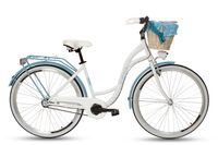 Damski rower miejski Goetze Blueberry 28 3b + kosz / Biało-błękitny