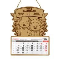 Kalendarz ścienny 2024 drewniany z nadrukiem dla babci i dziadka