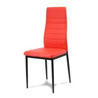 Krzesło nowoczesne ze skóry ekologicznej na metalowych czarnych nogach do salonu kuchni czerwone 704B GT