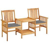 Emaga Krzesła ogrodowe ze stolikiem i poduszkami, drewno akacjowe