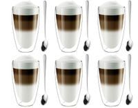 Szklanki Termiczne z Podwójną Ścianką Kawa Latte 380ml Łyżeczki 6sztuk